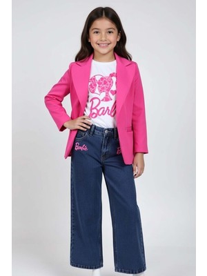 Riccotarz Kız Çocuk Bebek ve Yazı Detaylı T-Shirt Kurdela Düğme Detaylı Blazer Ceket Alt Üst Takım