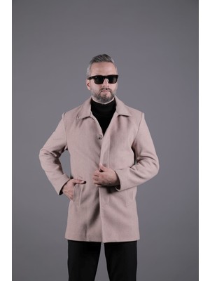 Ohepmoda Gizli Düğmeli Erkek Kaşe Kaban Mont