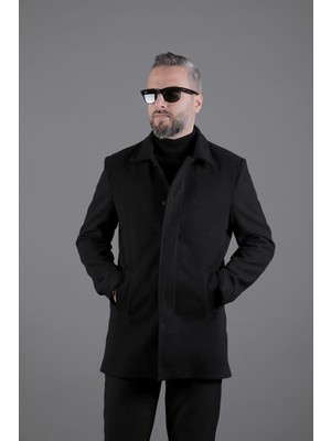 Ohepmoda Gizli Düğmeli Erkek Kaşe Kaban Mont