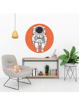 KOSS Dijital Renkli Astronot ve Uzay Yuvarlak Sticker, Yuvarlak Şekilli Sticker, Çocuk Odası Duvar Dekoru
