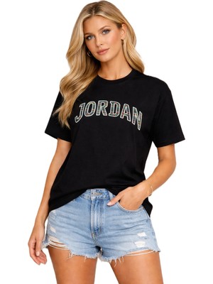 Nike Jordan Women's Graphic T-Shirt Jordan Nakış Logolu Kadın Tişört Siyah