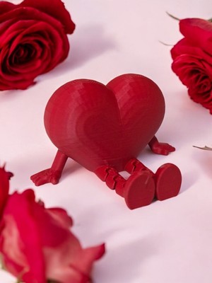 Sora Design Dekoratif Kırmızı Kalp Figür Oturan Süs Obje