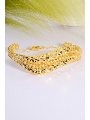 22 Ayar Altın Kaplama Dorika Işlemeli Elişi Tül Bilezik