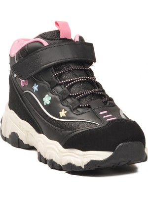 Cool Bella Uzun F Siyah Pembe Cırtlı Desenli Kız Çocuk Spor Ayakkabı