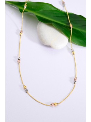 925 Ayar Gümüş Üzeri Altın Kaplama Üç Renk Dorika Kolye