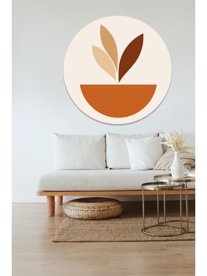 KOSS Dijital Bohem Tarzı Çiçek Yuvarlak Sticker, Yuvarlak Şekilli Sticker, Renkli Minimal Duvar Dekoru