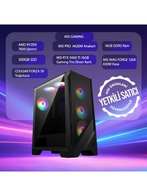 Tebilon UNLOST X-Amd Ryzen 7600-MSI Rtx 5060 Ti 16GB Gamıng Trıo -Msı A620-16GB-500GB Ssd-Oem Paket