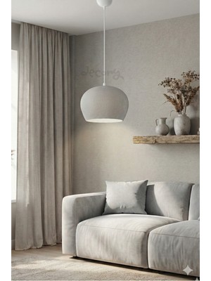 Decory Elysium Açık Gri Modern Dokulu Avize , Pinterest Tarzı Tekli Sarkıt Avize (Bioplastik)