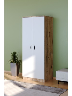 Kzy Mobilya Gama Gardırop Beyaz-Meşe