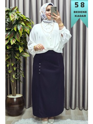 Elmas Tesettür Kadın Tesettür Büyük Beden Metal Taşlı Etek