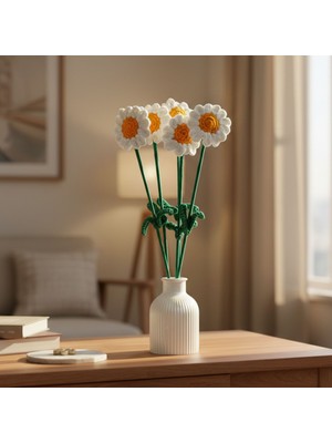 Uretti - Tuğba 9352 0108 El Örgüsü 5'li Papatya Buketi