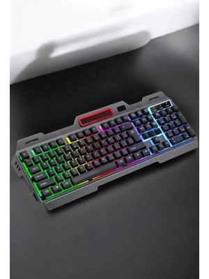 Narnuga LED Işıklı  Klavye USB Girişli Rgb Işıklı Q Klavye Mouse Hediyeli