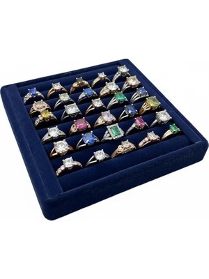 Megass Dekor Süet Kumaş Lacivert Renk 15 cm / 15 cm Sosisyüzük Sergileme Standı