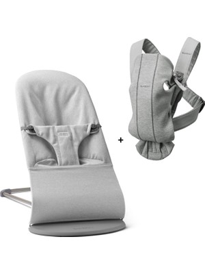 Babybjörn 2'li Set Bliss Ana Kucağı Woven Melange & Kanguru Mini 3D Jersey Light Grey