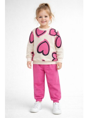 MB Kids Kalp Baskılı Kız Çocuk Eşofman Takım