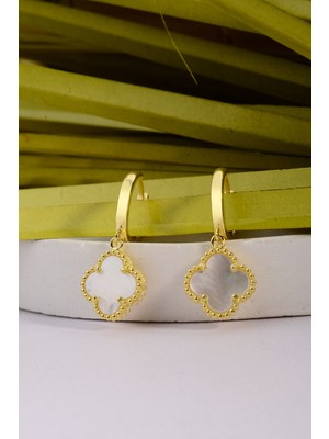 Innuendo 925 Ayar Gümüş 10 mm Sallantılı Yonca Halka Küpe