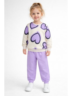 MB Kids Kalp Baskılı Kız Çocuk Eşofman Takım