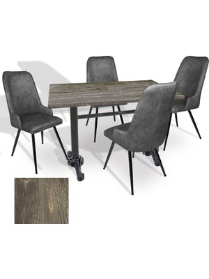 Dockers Çipa - Çırağan Mutfak Masa Takımı - 70X120 (Werzalit, Wermodin ve Allzalit Tabla) - (Old Pine - Füme)