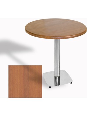 Dockers Tokyo Yuvarlak Masa (Kromnikel) Çap 80CM - (Werzalit, Wermodin ve Allzalit Tabla) - Koyu Ahşap