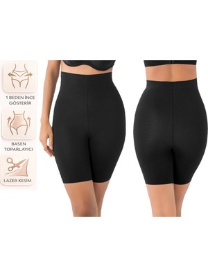 Bipamuk Kadın Lazer Kesim Paçalı Korse Basen Bacak Toparlayıcı 1 Beden Ince Gösteren
