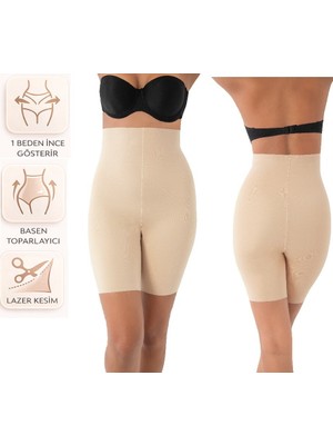 Bipamuk Kadın Lazer Kesim Paçalı Korse Basen Bacak Toparlayıcı 1 Beden Ince Gösteren