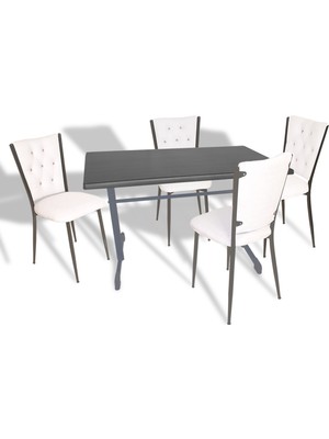 Dockers Halley - Kapitoneli Mutfak Masa Takımı - 80X140 (Werzalit, Wermodin Veya Allzalit Tabla) - Siyah-Beyaz