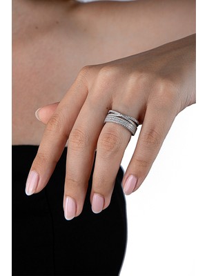 925 Ayar Gümüş Çapraz Bantlı Yüzük