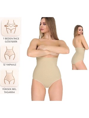 Bipamuk Kadın Yüksek Bel Slip Korse Bel ve Karın Toparlayıcı Kıyafet Altında Iz Yapmaz