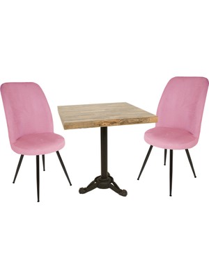 Dockers Çipa Laminat Kare - Saray 2li Masa Takımı - Pembe