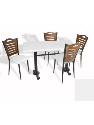 Dockers Çipa Döküm Ayak - Papelli Sandalye Mutfak Masa Takımı (Werzalit, Wermodin ve Allzalit Tabla) - Beyaz - Beyaz - 80X120