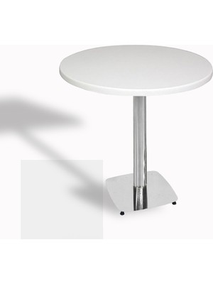 Dockers Tokyo Yuvarlak Masa (Kromnikel) Çap 90CM - (Werzalit, Wermodin ve Allzalit Tabla) - Beyaz