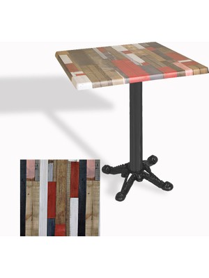 Dockers Çipa Döküm Ayak Kare Masa 80X80 cm - (Werzalit, Wermodin ve Allzalit Tabla) - Redwood