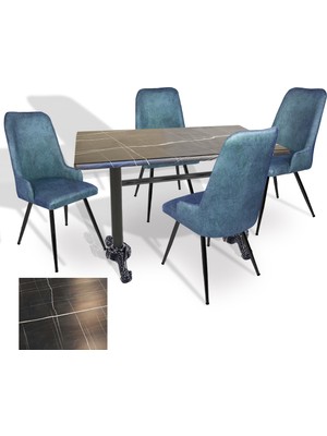 Dockers Çipa - Çırağan Mutfak Masa Takımı - 80X120 (Werzalit, Wermodin ve Allzalit Tabla) - (Palazzo - Mavi)