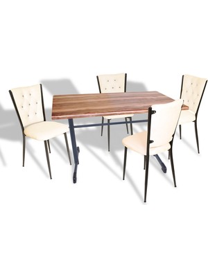 Dockers Halley - Kapitoneli Mutfak Masa Takımı - 80X120 (Werzalit, Wermodin Veya Allzalit Tabla) - Indiana Wood-Krem