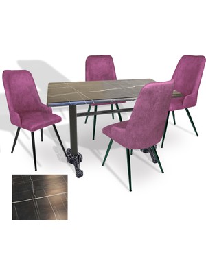 Dockers Çipa - Çırağan Mutfak Masa Takımı - 70X120 (Werzalit, Wermodin ve Allzalit Tabla) - (Palazzo - Mor)