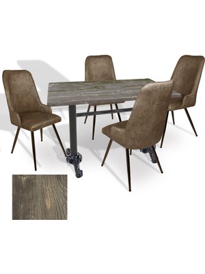 Dockers Çipa - Çırağan Mutfak Masa Takımı - 70X120 (Werzalit, Wermodin ve Allzalit Tabla) - (Old Pine - Kahve)