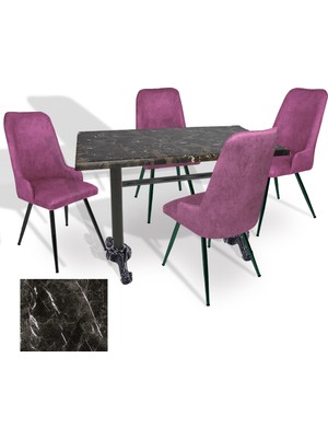 Dockers Çipa - Çırağan Mutfak Masa Takımı - 80X120 (Werzalit, Wermodin ve Allzalit Tabla) - (Teramo - Mor)