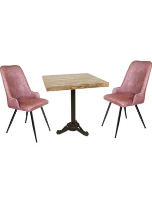 Dockers Çipa Laminat Kare - Çırağan 2li Masa Takımı - Pembe