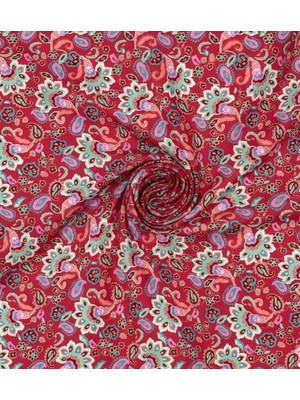 Kırmızı Etnik Desenli Dijital Baskılı Perde, Koltuk Kumaşı, Kırlent, Minder Kaplama Döşeme Kumaşı