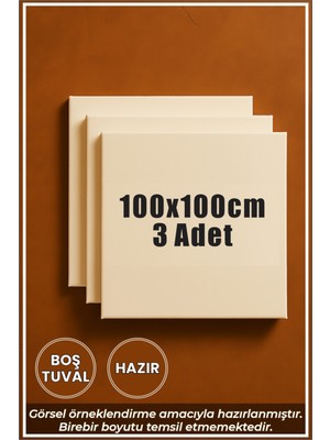 KOSS Dijital 100X100CM 3 Adet Boş Tuval Kanvas Resim Tuvali, Sanat Hobi Boyama Için Hazır Tuval