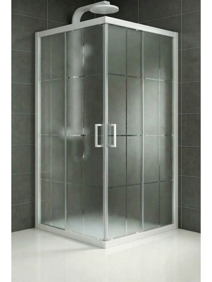 Durul Duşakabin Kare Beyaz 5mm Karomat Desen Yükseklik 190CM