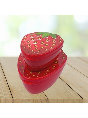 Go İthalat 2'li Iç Içe Geçebilen Çilek Model Saklama ve Beslenme Kabı Seti (550 ml + 250 Ml) (5473)