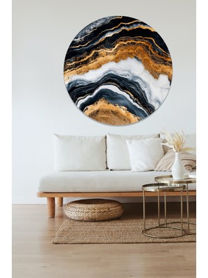 KOSS Dijital Modern Renkli Yuvarlak Sticker, Yuvarlak Şekilli Sticker, Soyut Mermer Deseni Duvar Dekoru