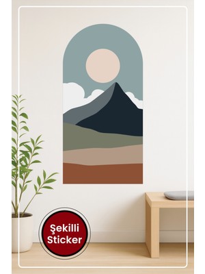 KOSS Dijital Oval Şekilli Bohem Tarzı Manzara Desenli Dekoratif Duvar Sticker Ev Ofis Salon Hol Için Süs