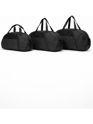 Kaff Siyah 3'lü Set D Valiz Önü Cepli Ayarlanabilir Omuz Askılı El Seyahat Spor Çantası