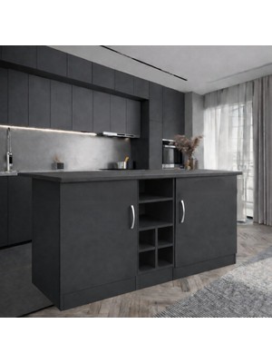 T Designo Wanda 2 Kapaklı Mutfak Adası - Çok Amaçlı Dolap - Hazır Mutfak Dolabı - Erzak-Kiler Dolabı