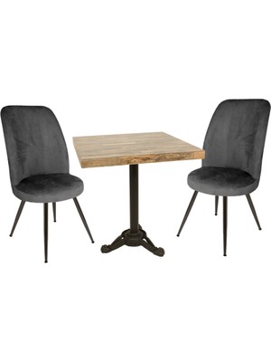 Dockers Çipa Laminat Kare - Saray 2li Masa Takımı - Füme