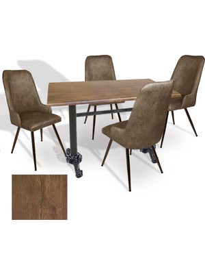 Dockers Çipa - Çırağan Mutfak Masa Takımı - 70X120 (Werzalit, Wermodin ve Allzalit Tabla) - (Rustic Dark - Kahve)