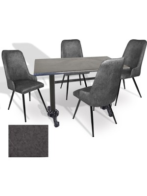 Dockers Çipa - Çırağan Mutfak Masa Takımı - 80X140 (Werzalit, Wermodin ve Allzalit Tabla) - (Grey Marble - Füme)