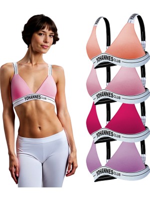 Yohannes Club, Kadın Pamuklu Sütyen, 4'lü Avantajlı Paket, Pamuklu Kumaş, 4 Farklı Seçenekli